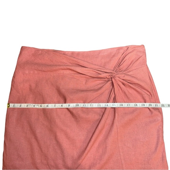 Abercrombie & Fitch Knotted Linen Coral Pink Mini Skirt Sz Large - Picture 9 of 11
